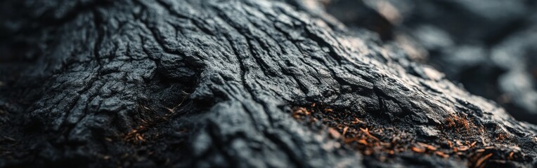 Poster - Detailed macro capture of rough bark showcasing intricate textures and colors found in natural wood surfaces