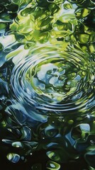 Poster - Rippling water creates vibrant abstract patterns in serene natural setting