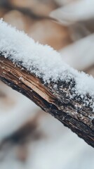 Poster - Snow blankets the branch of a tree, showcasing nature's beauty in a winter landscape near a quiet forest