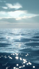 Poster - Abstract wallpaper featuring tiny water sparkles reflecting light on a serene surface under a cloudy sky