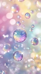 Leinwandbilder - Elegant abstract wallpaper featuring cascading water droplets against a pastel background highlighting soft colors and reflective surfaces