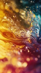 Poster - Swirling patterns of oil and water blend in vibrant colors and dynamic shapes