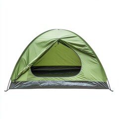 green camping tent isolated on white background