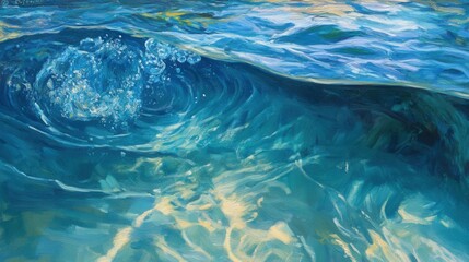Poster - Swirling currents create mesmerizing reflections in clear blue water under radiant sunlight