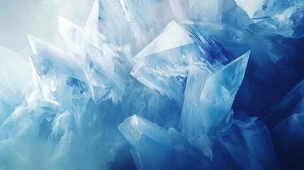 Fototapete - Stunning ice formation reveals intricate shapes and textures in a cool blue color palette