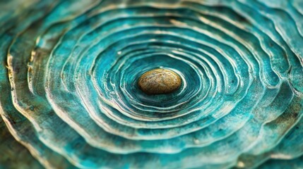 Poster - Macro view of intricate water ripples forming around a center point in clear turquoise water