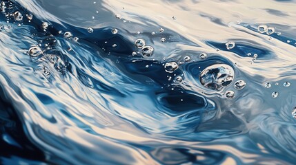 Aufkleber - Flowing water captures tiny bubbles under natural light in a serene setting