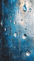 Aufkleber - Gentle rain creating a serene atmosphere on a glass surface with droplets and reflections