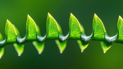 Poster - Close-up view of a leaf edge highlighting intricate patterns and textures in a lush green environment