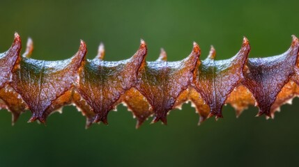 Poster - Close-up view of a leaf edge revealing intricate textures and details in natural light