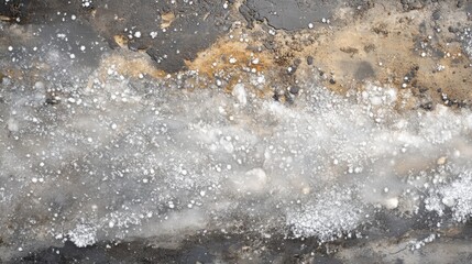 Leinwandbilder - Frozen surface of a lake in winter showcases intricate patterns and textures formed by ice and snow