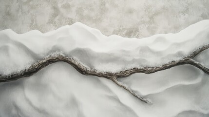 Poster - Snow-covered branch reveals intricate details amidst winter's stillness in a serene landscape
