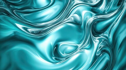 Aufkleber - Swirling water currents create an abstract wallpaper design with smooth and flowing textures in vibrant teal shades