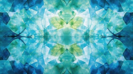 Aufkleber - Intricate reflections of leaves create a mesmerizing abstract pattern in tranquil water on a bright day