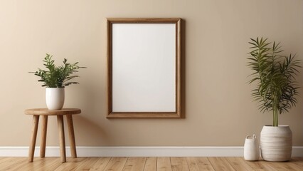 Wall Mural - Blank Frame Adorns Minimalist Room Decor