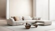 © Wanida - Modern Minimalist Living Room with Sleek Light Beige Sofa and Stylish Glass Coffee Table Perfect for Contemporary Home Decor Inspiration