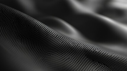 Abstract grayscale image of textured fabric with soft waves and shadows.