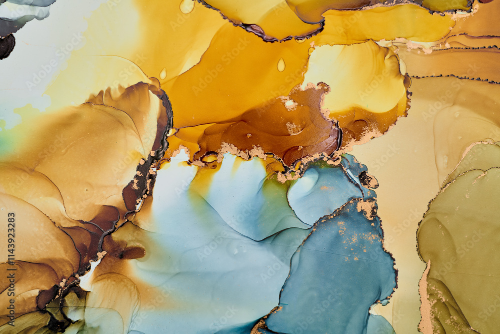 Natural luxury abstract fluid art painting in alcohol ink technique ...