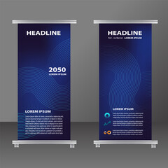 Vector illustration roll up banner blue. Business Futuristic template design