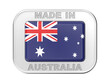 © magraphics - Made in Australia, silver badge with the national flag of Australia