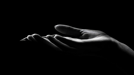 hand on black background