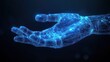© milenialdesastudio - Glowing blue digital hand reaching out, offering help or connection.