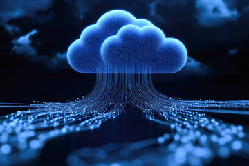 Wall Mural - digital cloud and data streams in a futuristic network concept