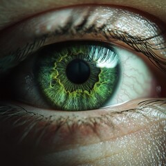 Sticker - Vivid green eye close-up with detailed iris and lashes