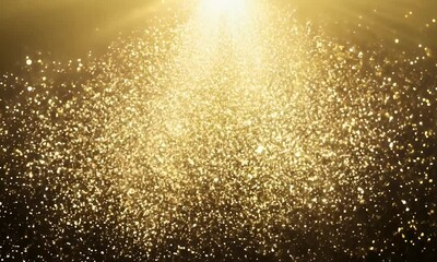 Wall Mural - elegant gold glitter explosion with soft glowing light rays fading into darkness