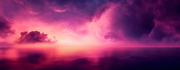 Wall Mural - atmospheric galaxy panorama. contemporary pink and purple wallpaper.