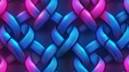 Wall Mural - Abstract Neon Blue and Pink Intertwined Pattern