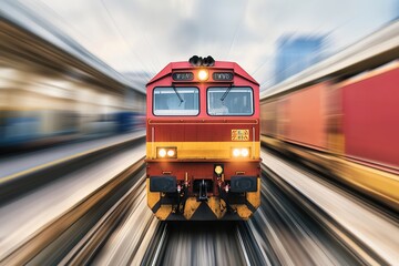 Wall Mural - freight train with blurred background ensuring focus remains on train