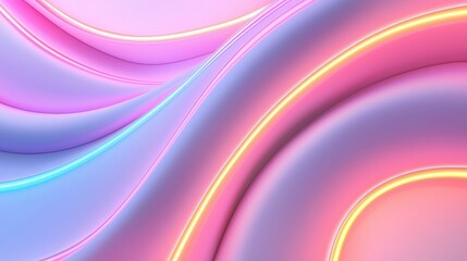 Wall Mural - Abstract Pastel Wave Background with Neon Lights.