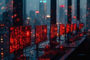 Secure software development  code on screen with padlock symbol and blurred background for safety