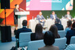 © Anton Gvozdikov - Professional business event featuring speakers on stage, audience seated, sharing ideas and expertise.