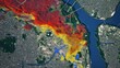 © ChrisTYCat - GIS Software Displaying Detailed Color Coded Overlays of Flood Risk Zones for Geographic Analysis Urban Planning and Disaster Management