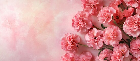 Aufkleber - Happy Mother's Day greeting card design with pink carnations on a soft pastel background ideal for celebrations and floral arrangements