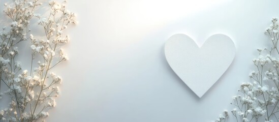 Aufkleber - Heart shaped frame on a white background surrounded by delicate flowers perfect for romantic messages and personalized text displays