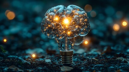 conceptual of a brain shaped vault being unlocked with a key revealing a burst of glowing illuminate