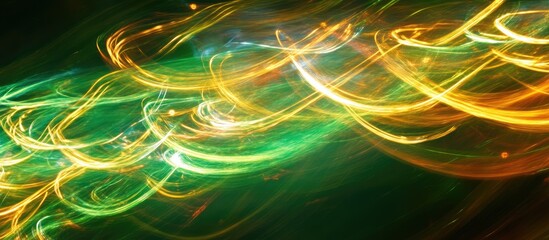 Poster - Colorful abstract lights in green and yellow creating a vibrant festive background for seasonal or celebratory themes
