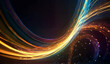 © Ano - Glühende Energiespuren, die in einer Spiralbewegung wirbeln, wobei die Partikel sanft im dunklen Hintergrund verschwinden. KI Generated