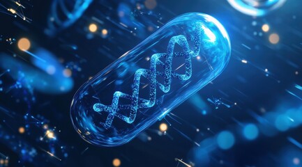Wall Mural - abstract futuristic design of an empty work in the form of a carbon capsule with dna inside