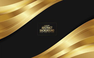 Wall Mural - Luxury dark gold abstract wave background