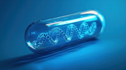 Wall Mural - abstract futuristic design of an empty work in the form of a carbon capsule with dna inside