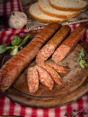 Wall Mural - Sausage seasoned with herbs