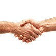 © BUY NOW - A close-up of two hands engaged in a firm handshake, symbolizing trust, agreement, and partnership in a professional setting. Ideal for discussions around business relationships.