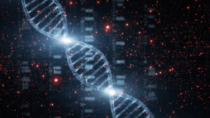 Poster - artistic digital 3d dna chain data illustration.