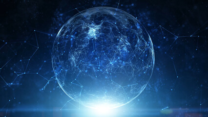 Wall Mural - digital shining sphere technology cyberspace illustration background.