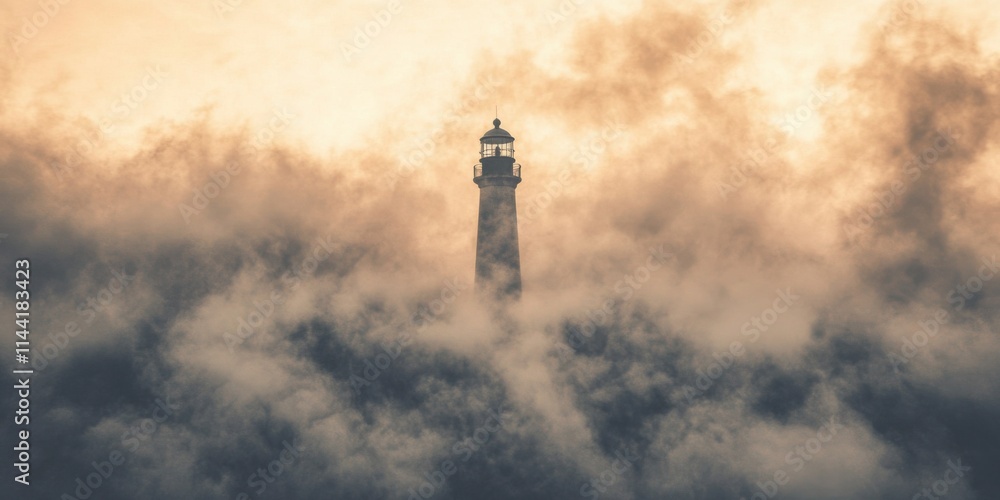 Solitary Lighthouse Standing Guard Against a Raging Storm Coastal ...