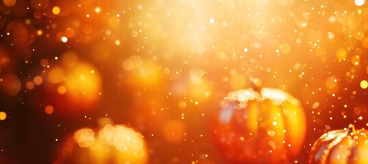 Poster - Pumpkins with warm light and bokeh effect.